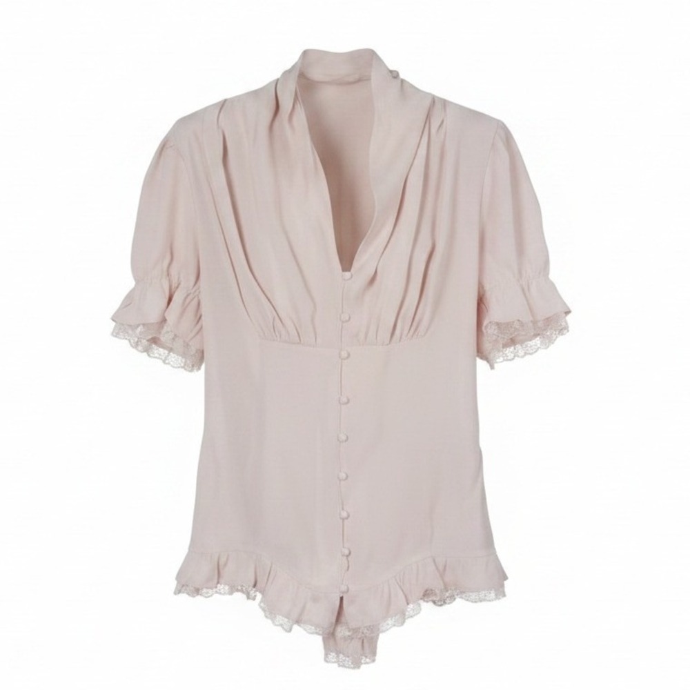 Scarlett Darkness Steampunk Victorian Regal Cream Blouse Small Medium